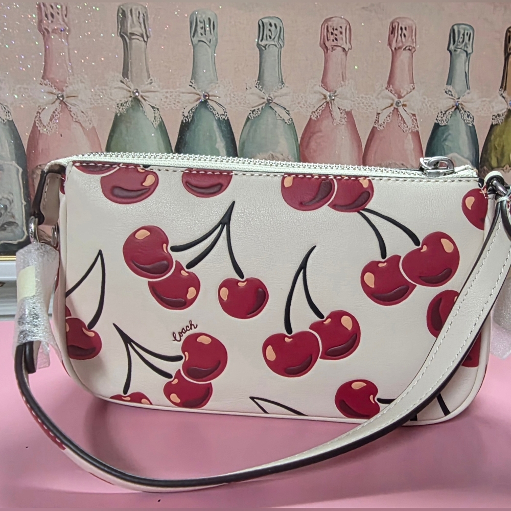 Coach Cherry Print White Wristlet - Picture 2 of 4